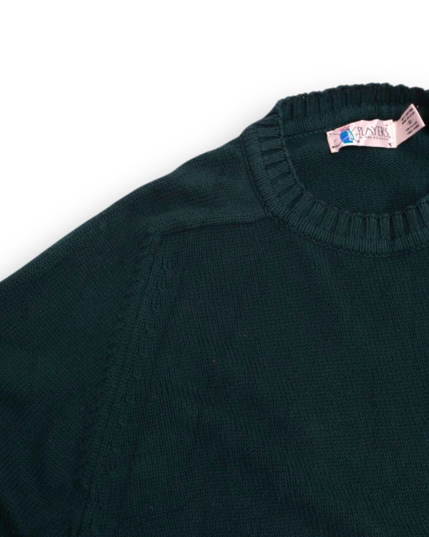Dark Pine Cotton Saddle Shoulder Crewneck, Made in USA