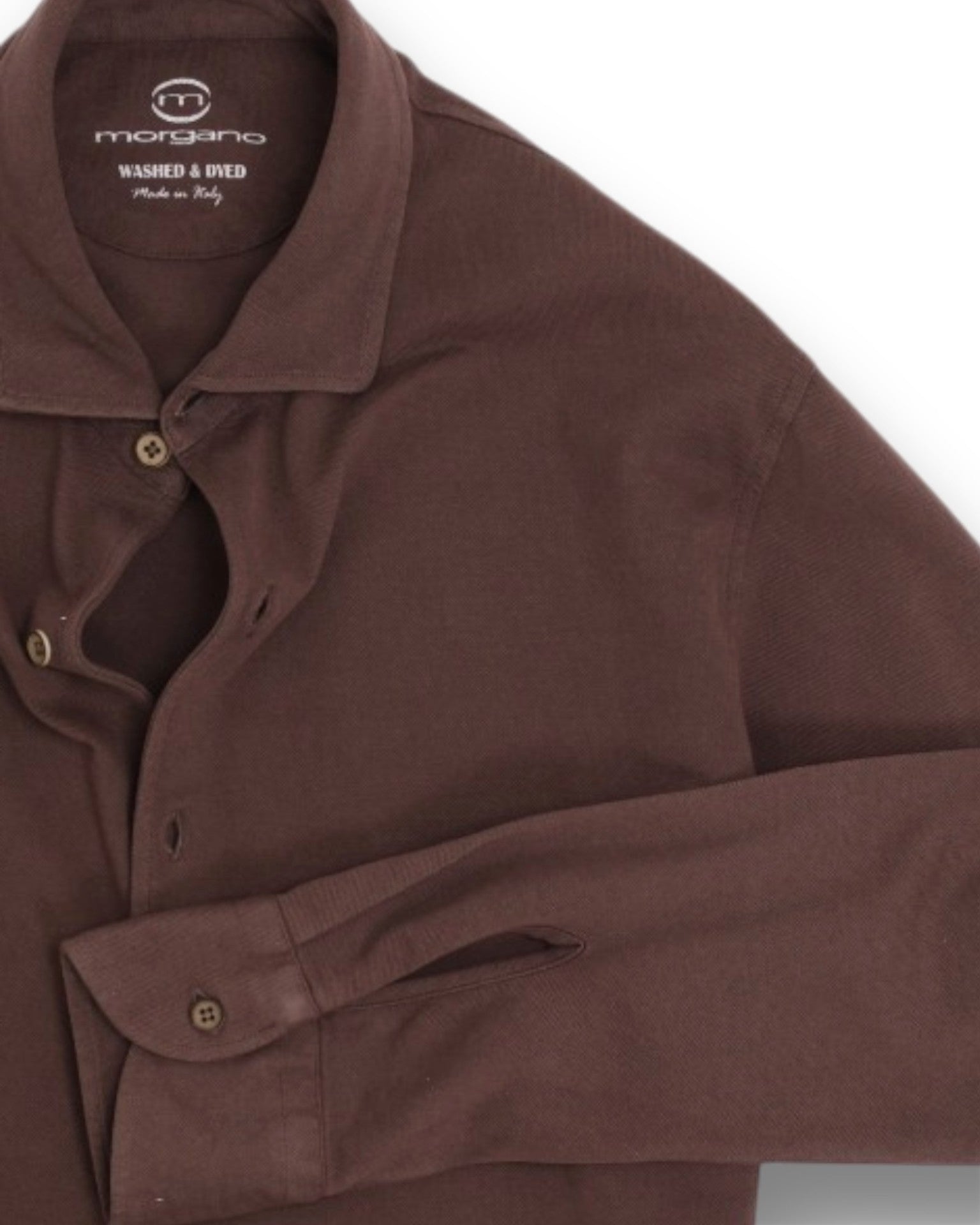 Cocoa Washed & Dyed Cotton Pique Shirt