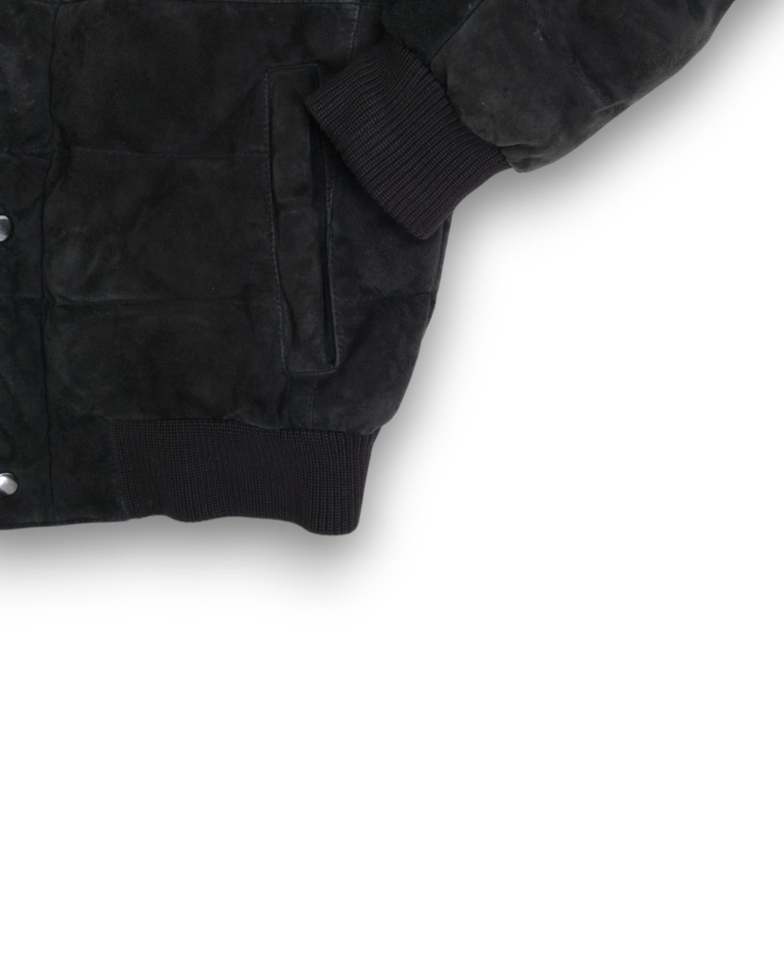 Black Panel Padded Suede Down Jacket