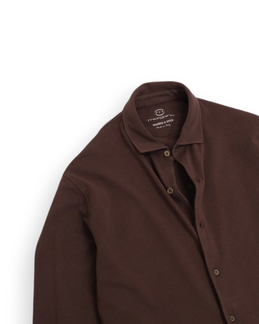 Cocoa Washed & Dyed Cotton Pique Shirt