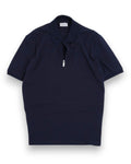 Navy Filo di Scozia Zip Polo