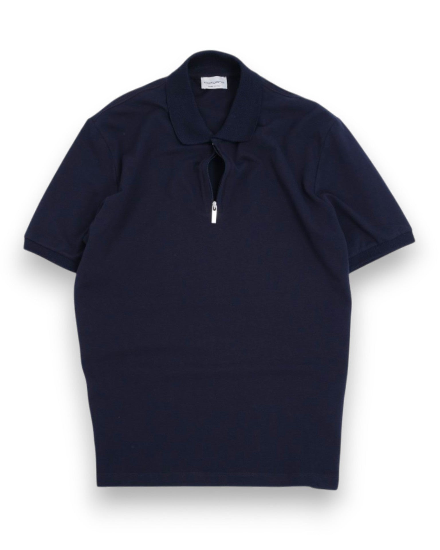 Navy Filo di Scozia Zip Polo