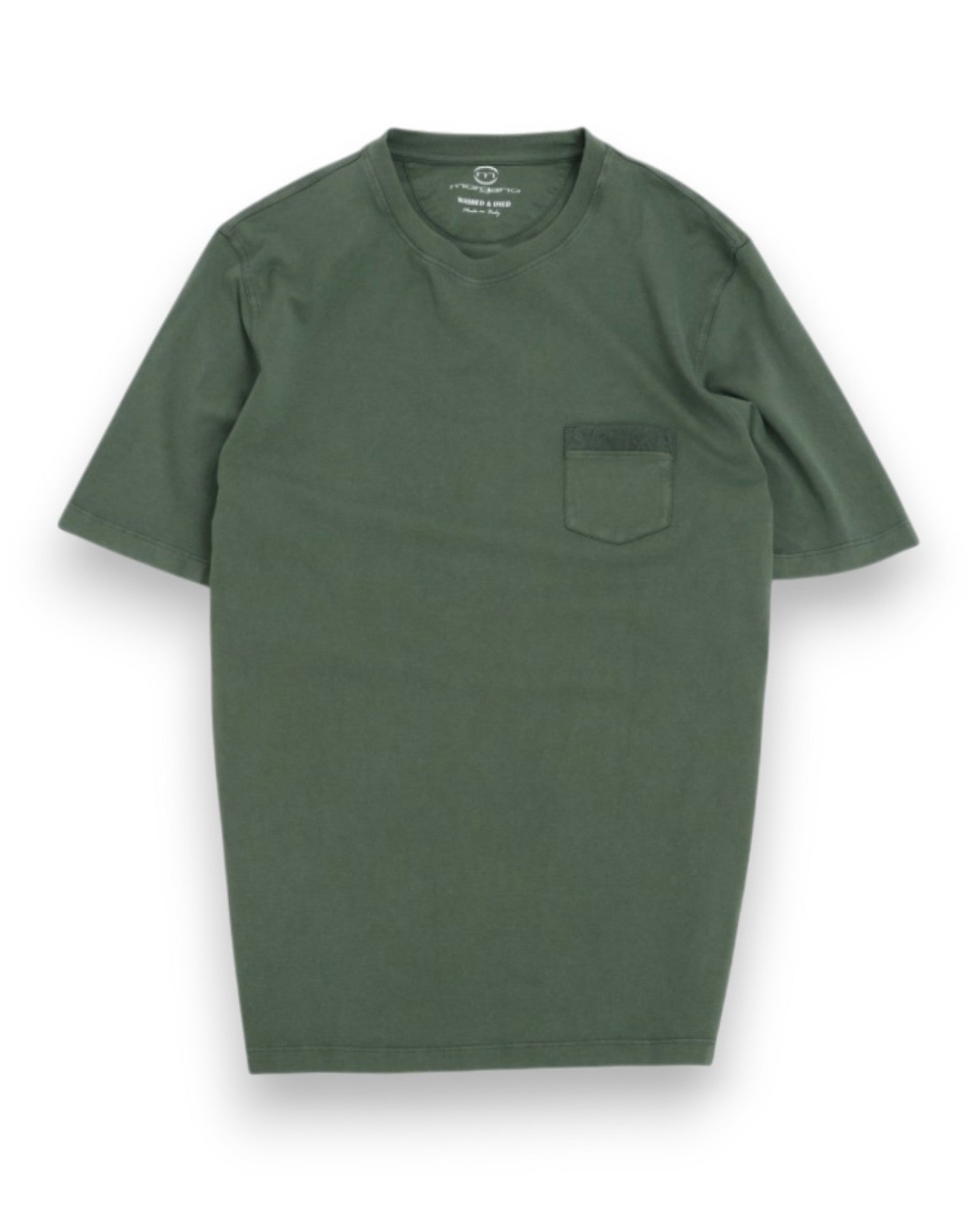Faded Olive Washed & Dyed Short-Sleeve Crewneck