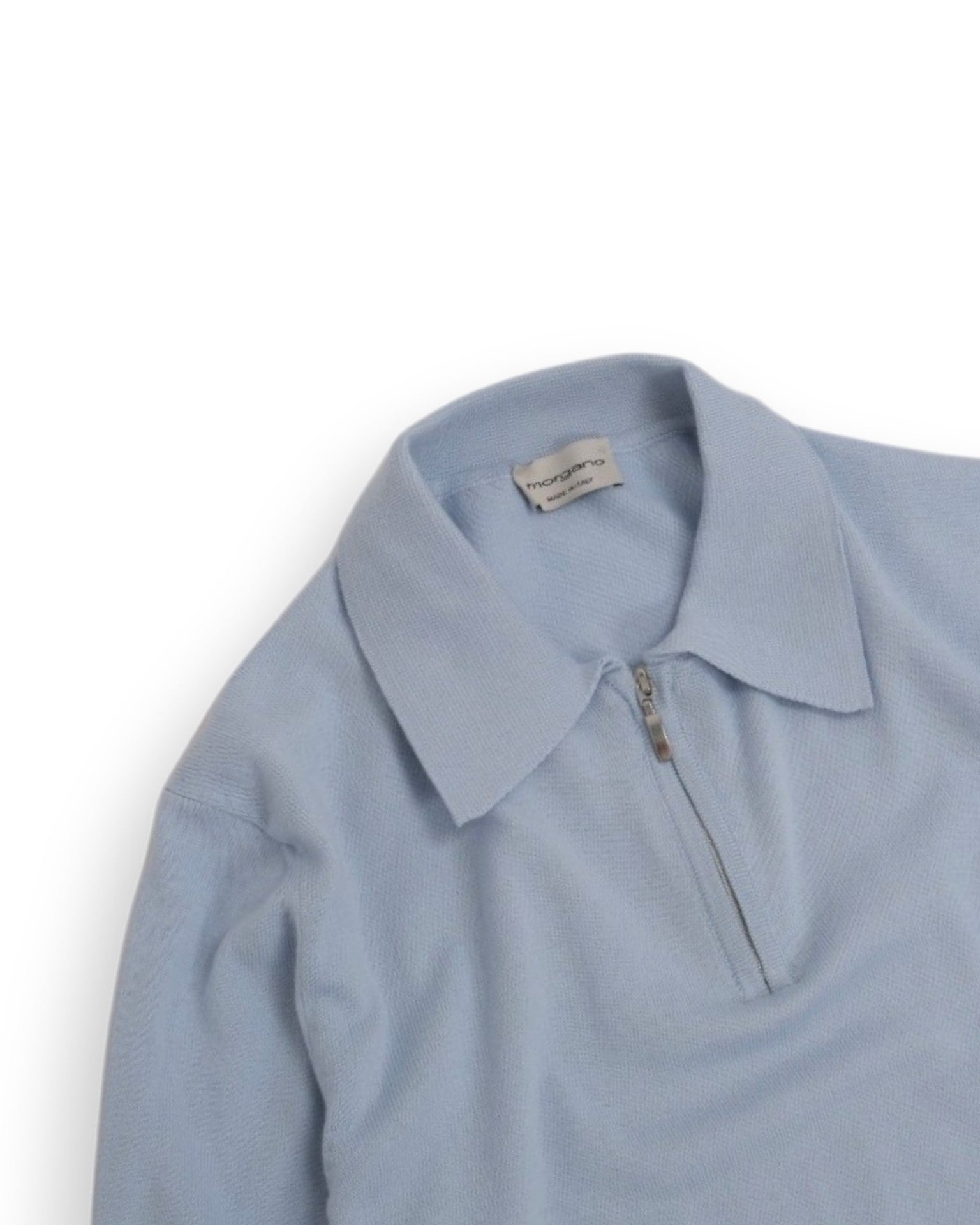 Light Blue Short-Sleeve Zip Polo