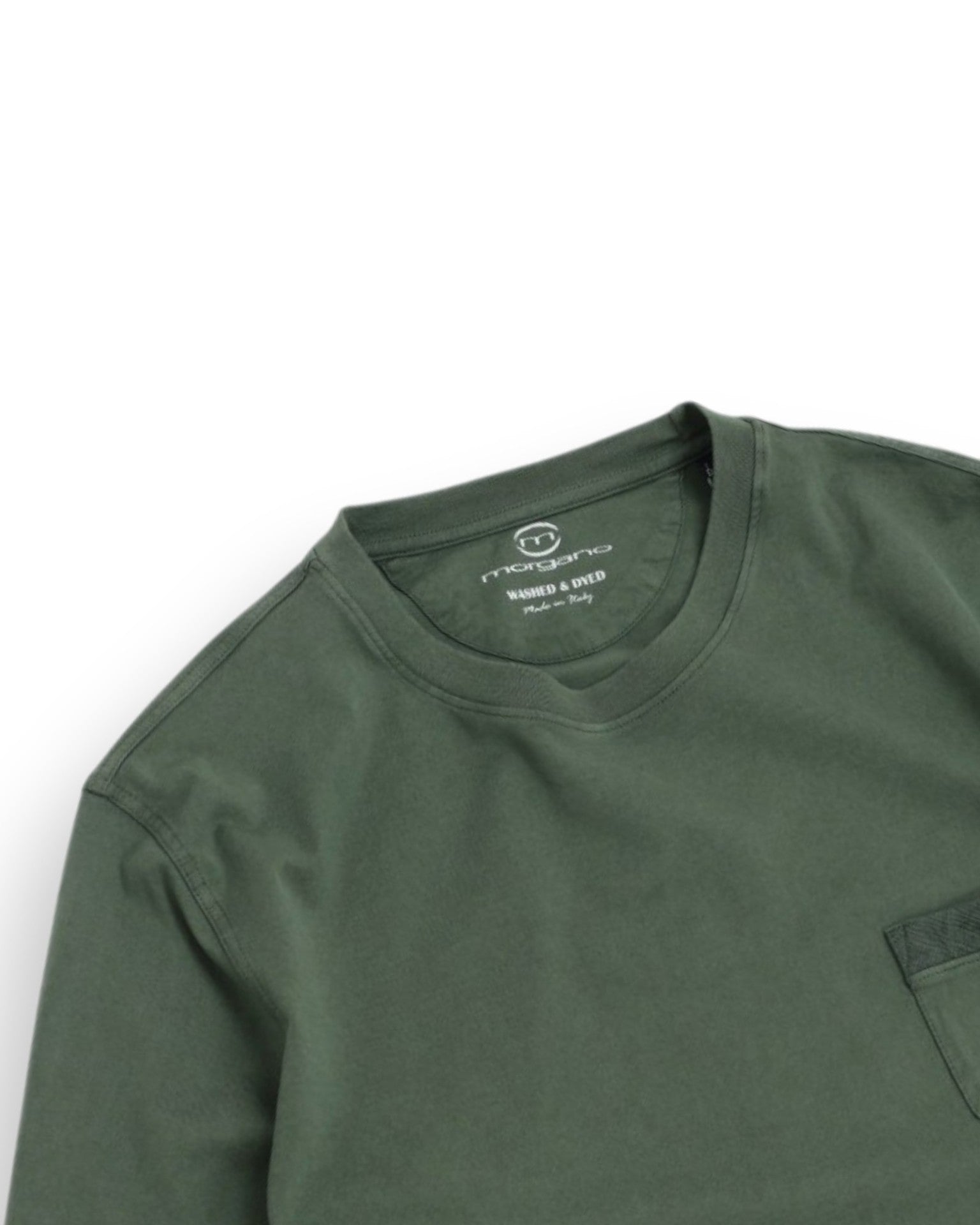 Faded Olive Washed & Dyed Short-Sleeve Crewneck