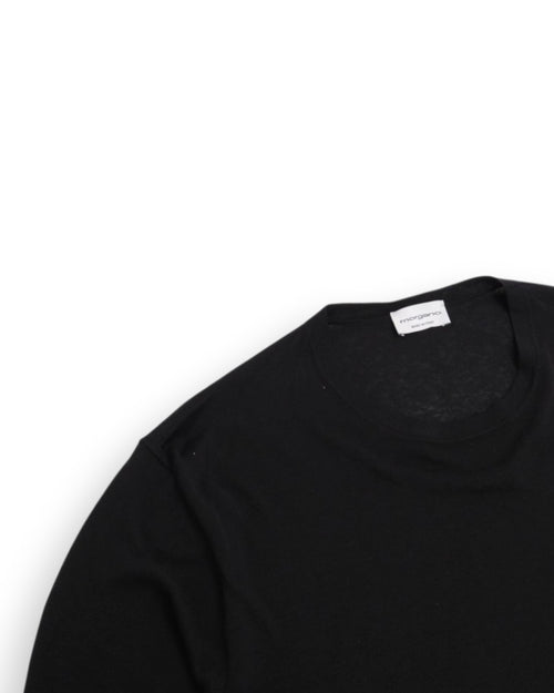Black Silk Short-Sleeve Crewneck