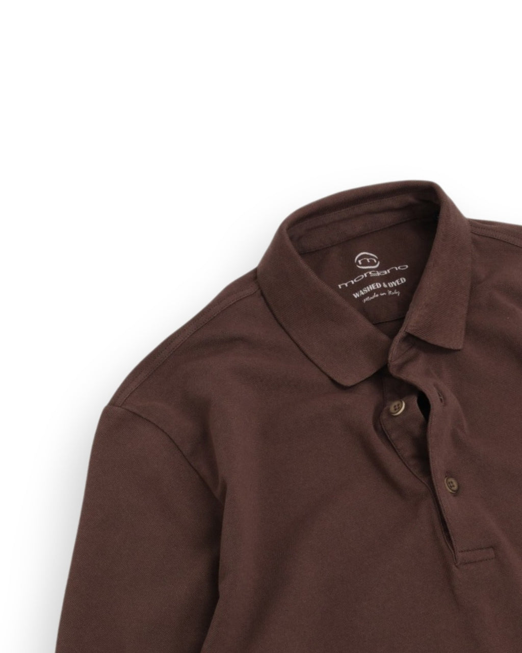 Dark Brown Washed & Dyed Pique Polo