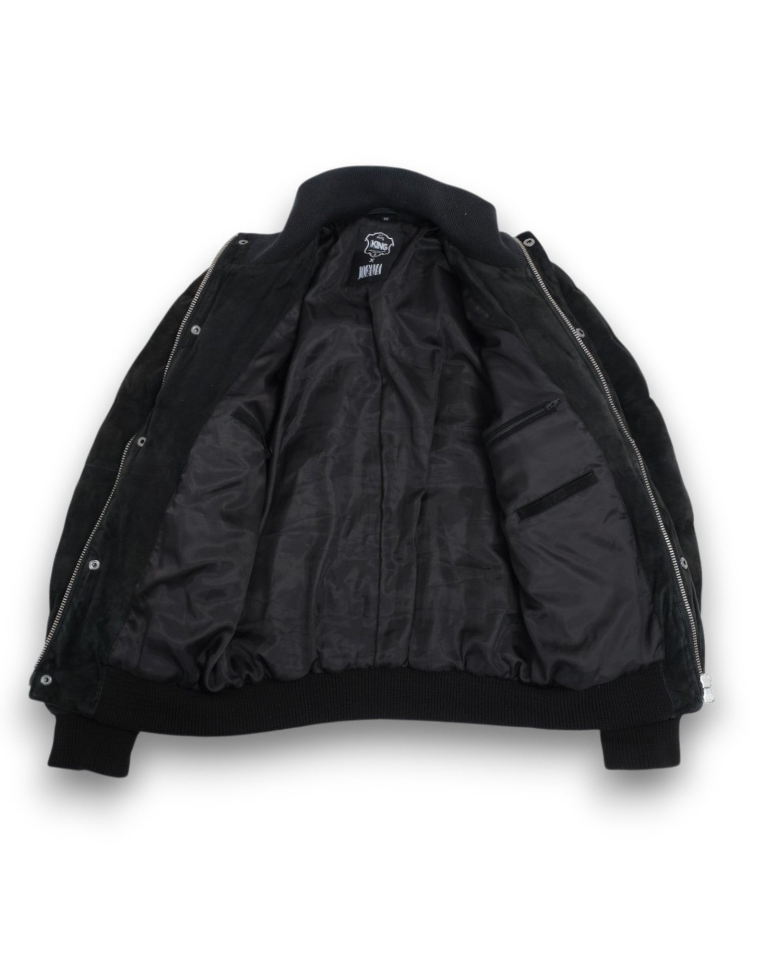 Black Panel Padded Suede Down Jacket