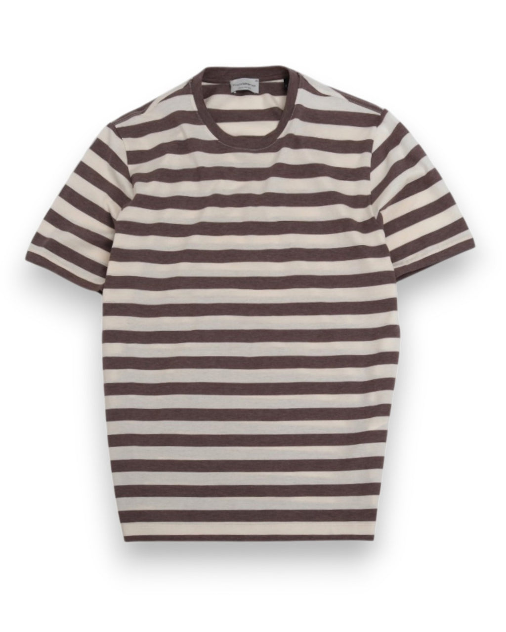 Mud/Cream Short-Sleeve Crewneck
