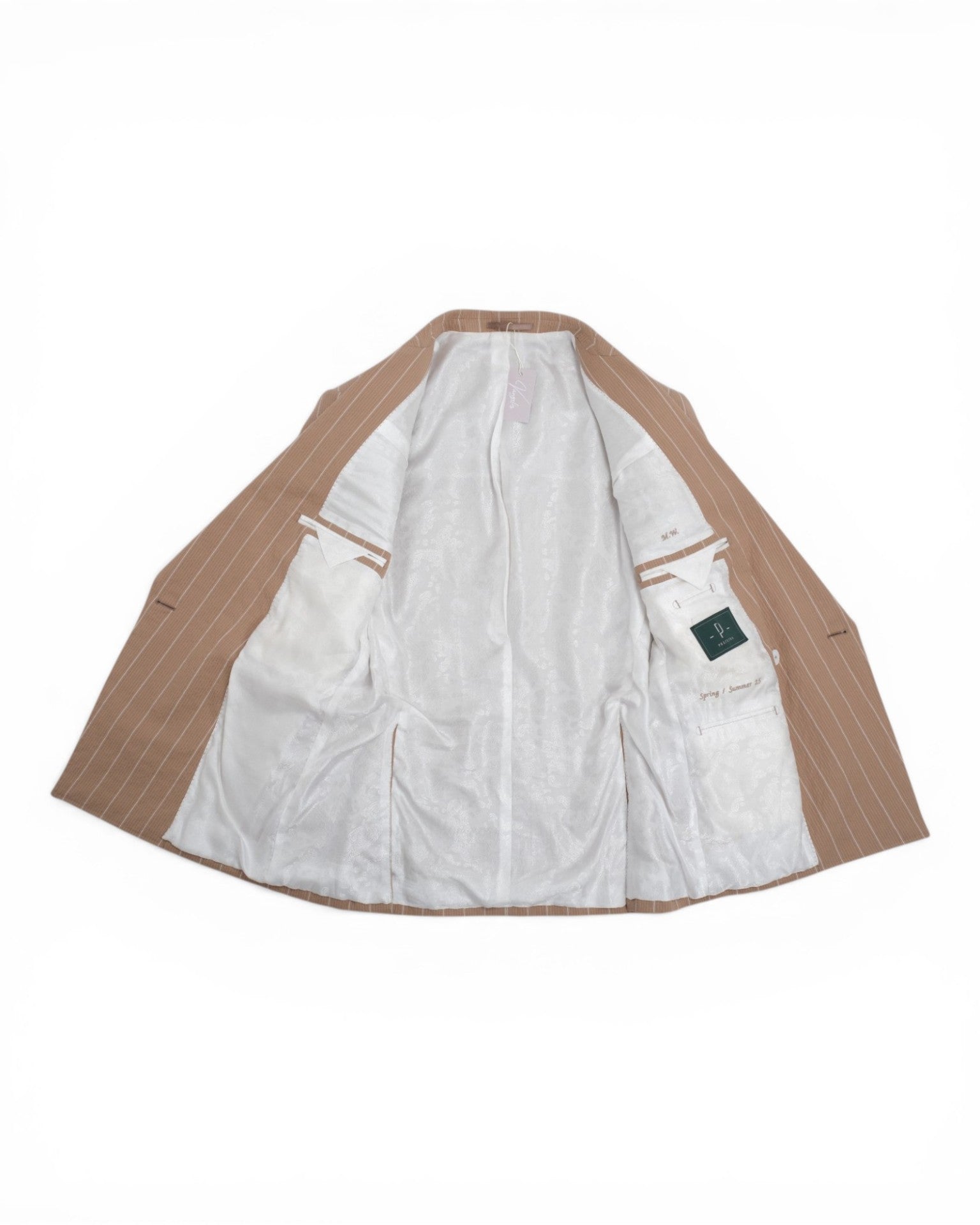 Beige Chalk Striped Seersucker Suit