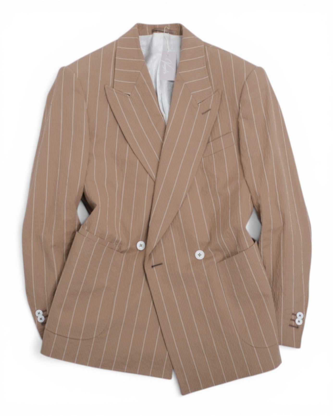 Beige Chalk Striped Seersucker Suit