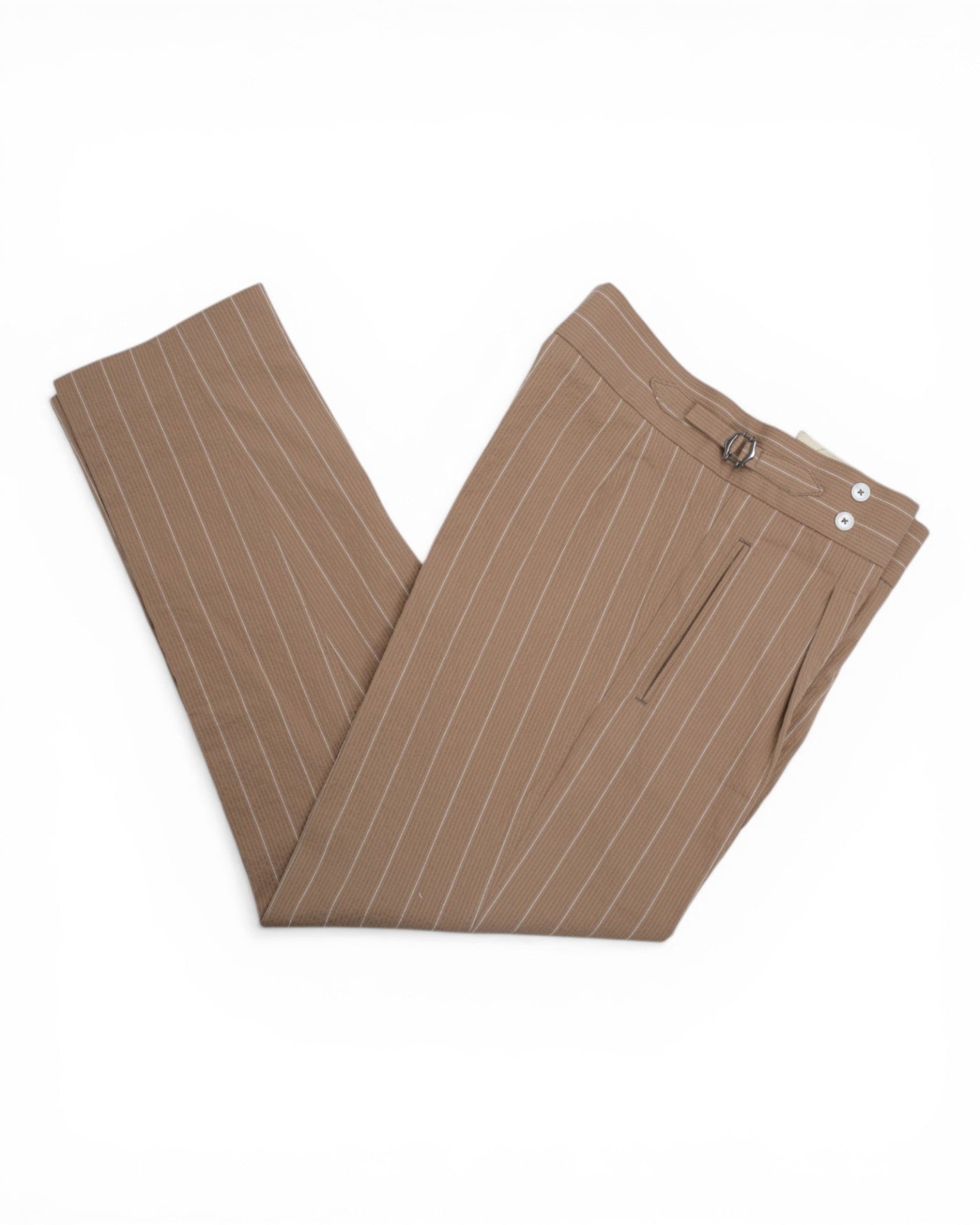 Beige Chalk Striped Seersucker Suit