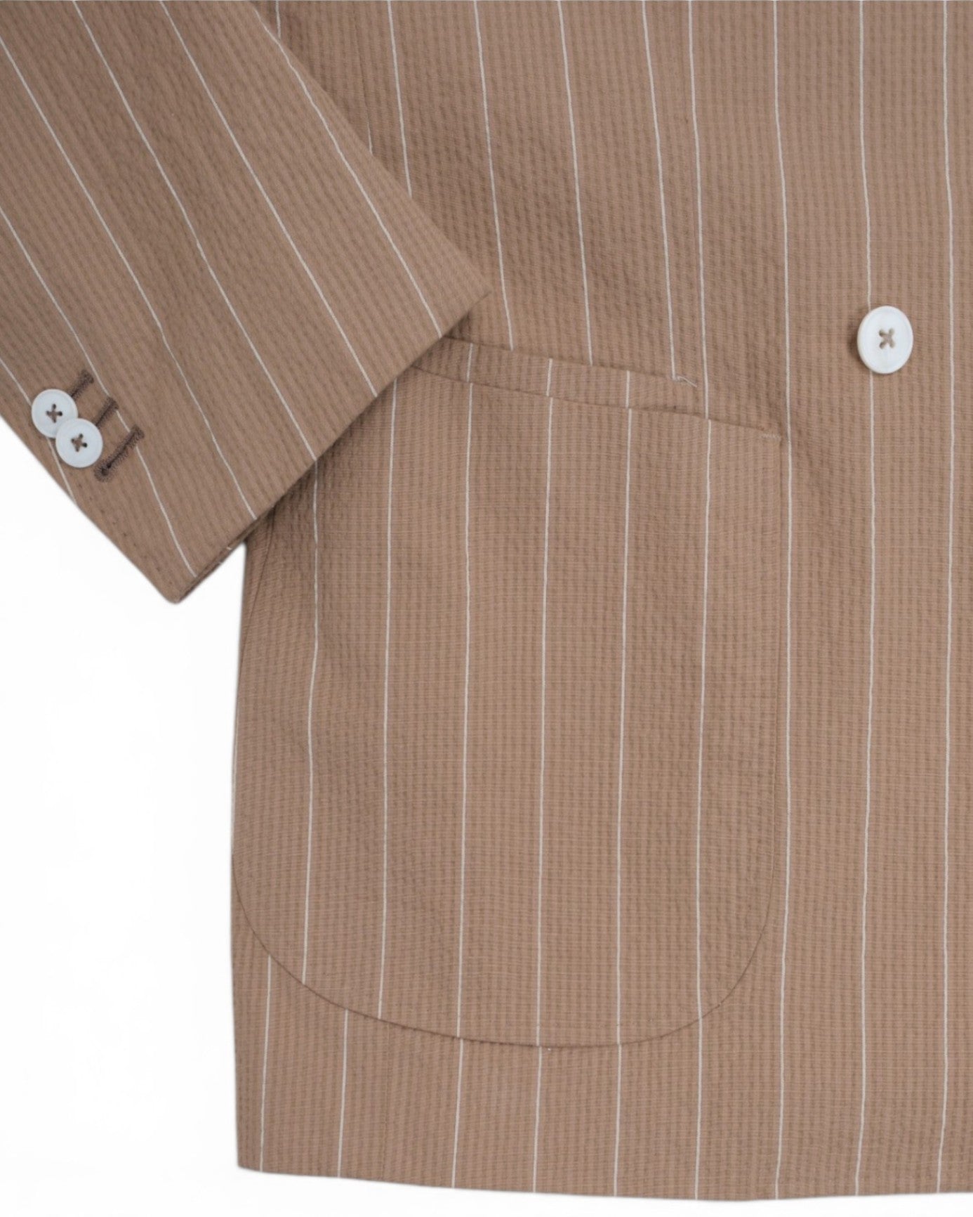 Beige Chalk Striped Seersucker Suit