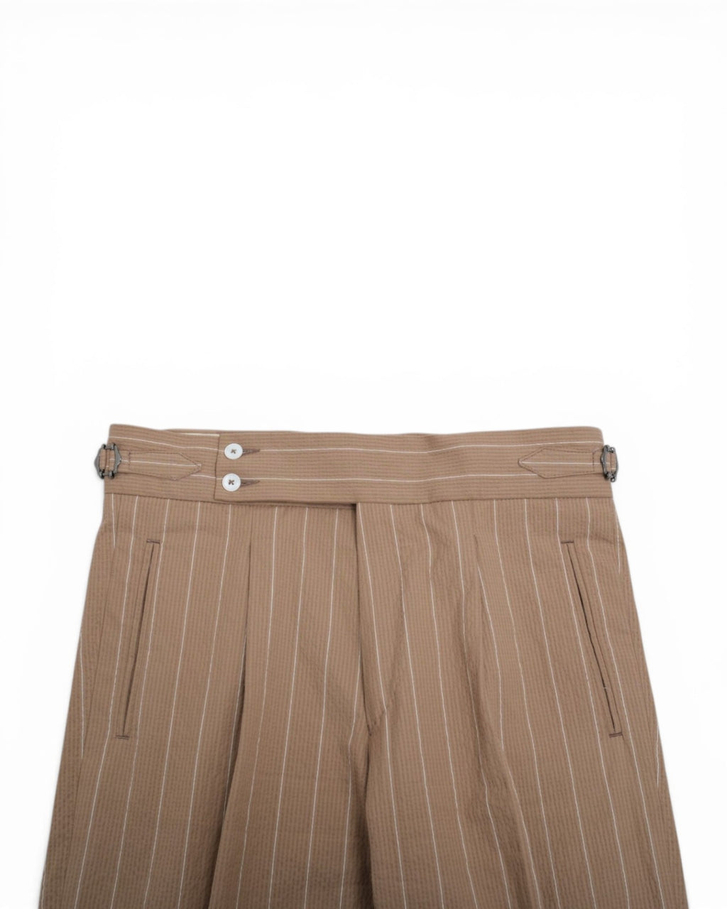 Beige Chalk Striped Seersucker Suit