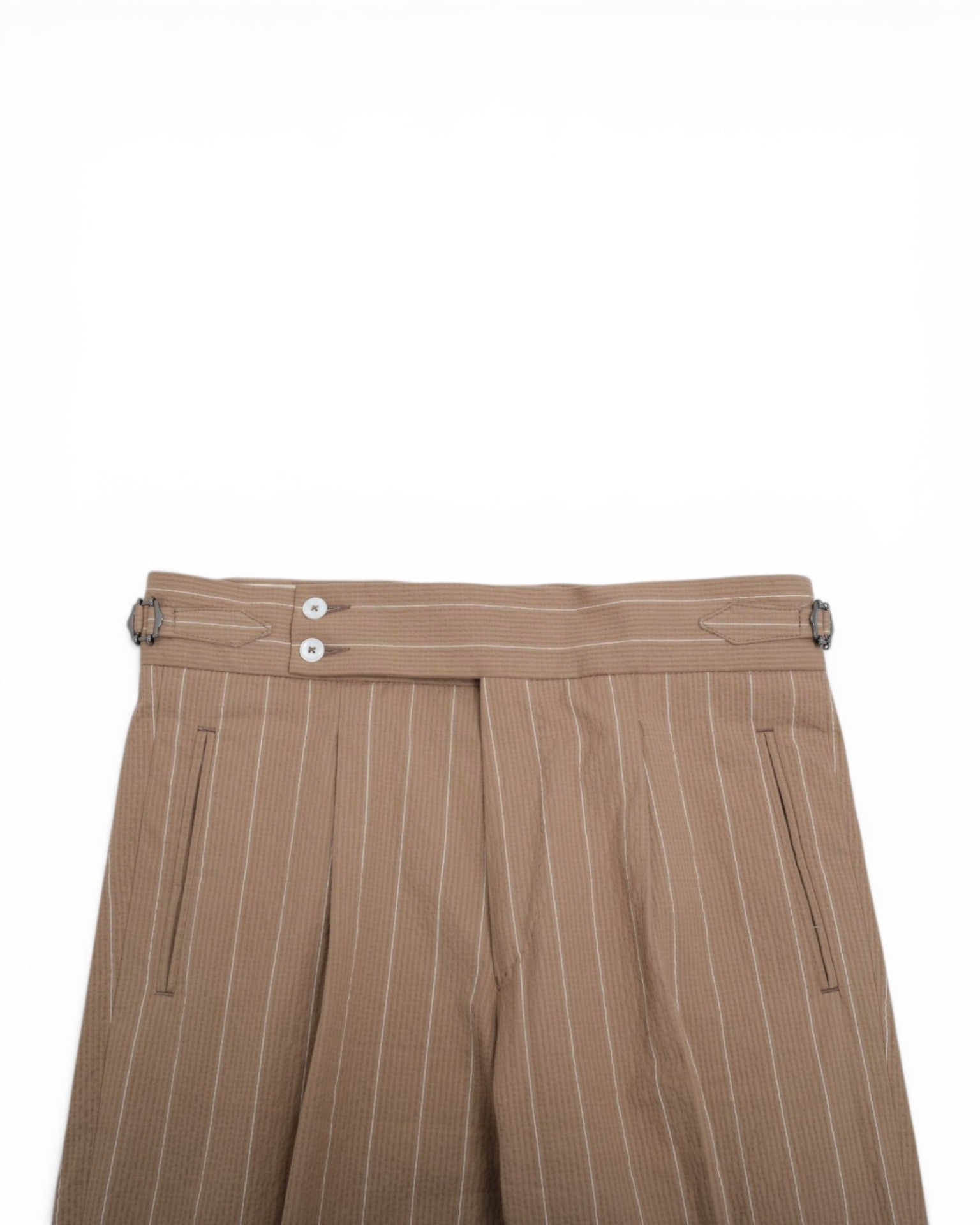 Beige Chalk Striped Seersucker Suit