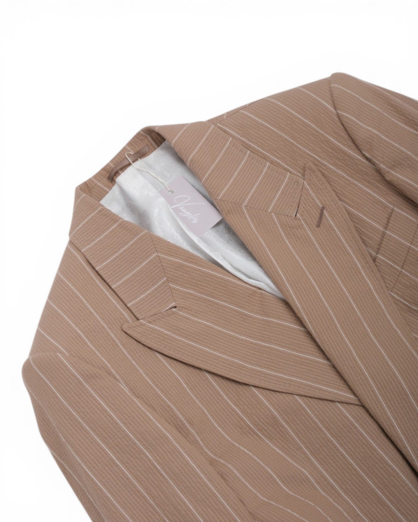 Beige Chalk Striped Seersucker Suit