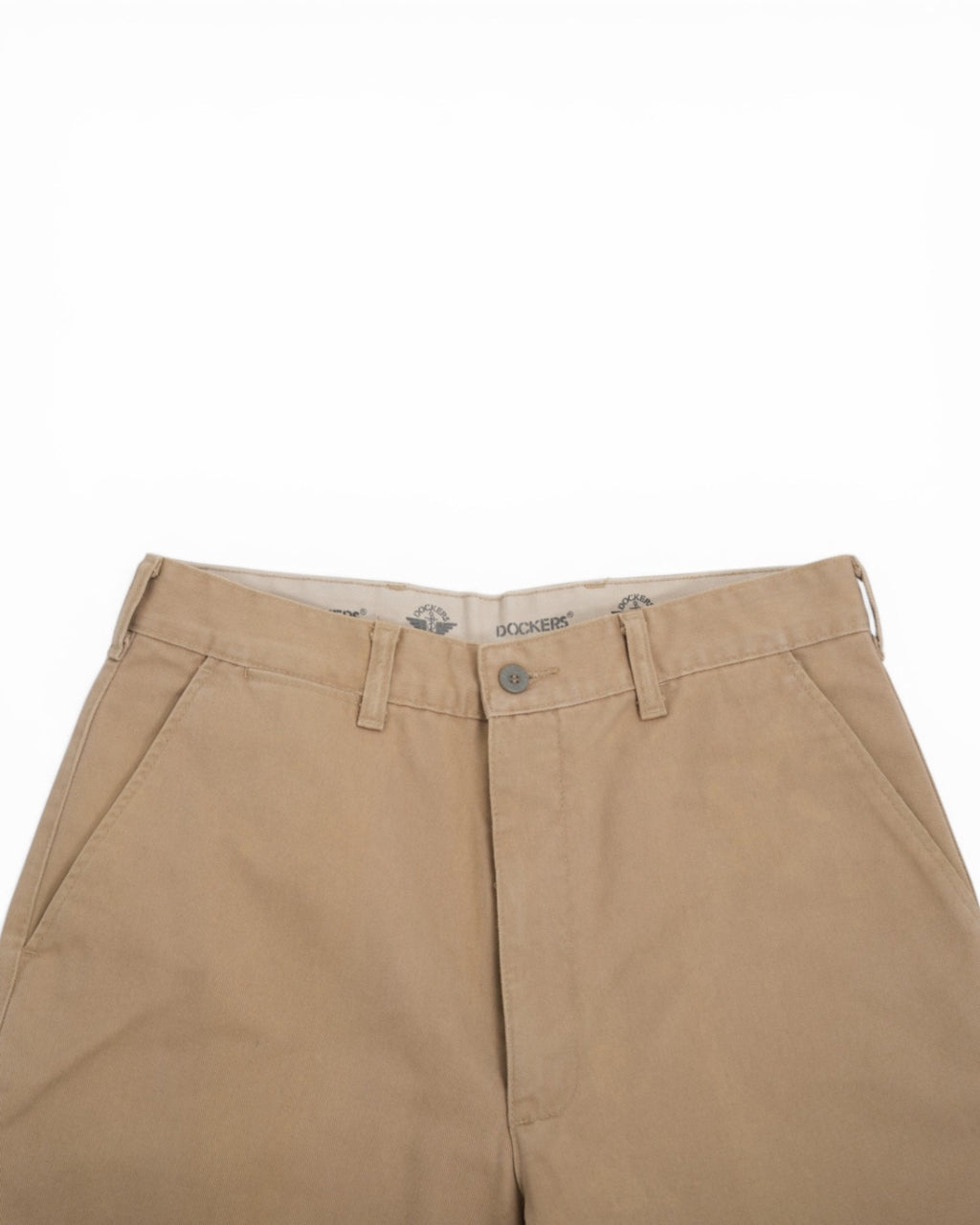 Khaki Twill Flat-Front High-Rise Heavy Chino