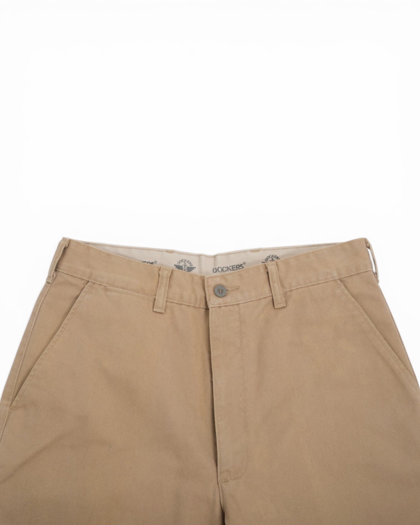 Khaki High-Rise Cotton Trousers