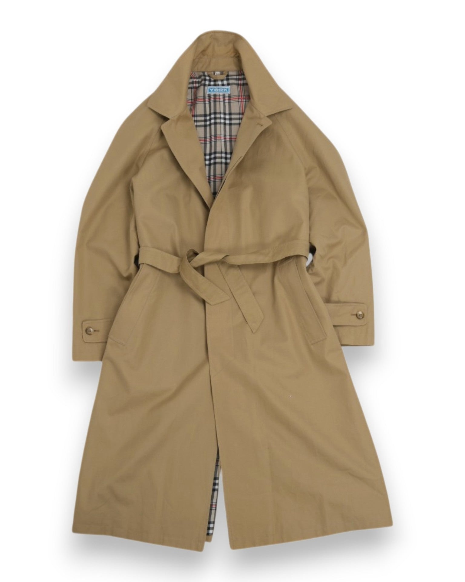 Beige Cotton Belted Raglan Coat
