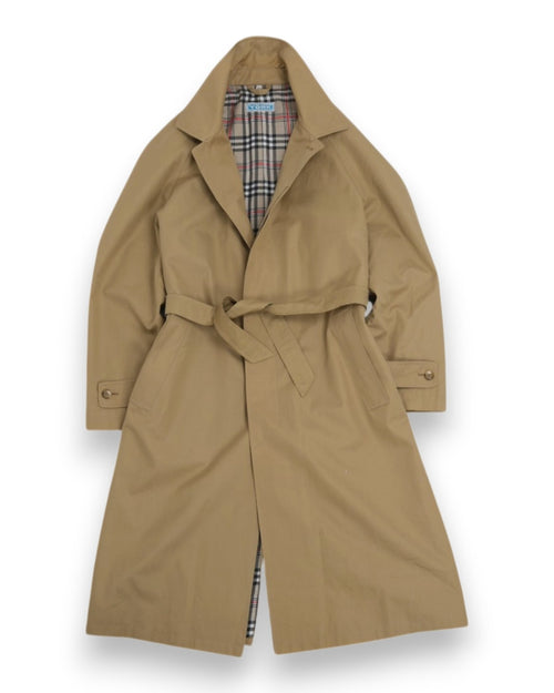 Beige Cotton Belted Raglan Coat