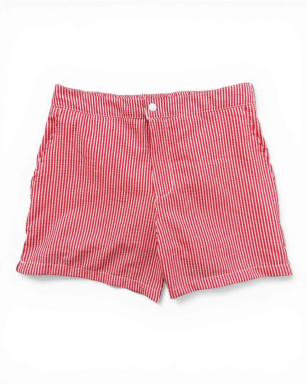 Bengal Striped Pale Red Seersucker Swim Shorts