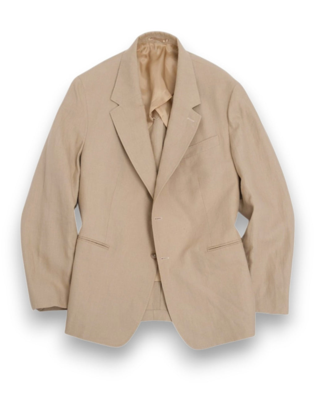 Beige Linen Single-Breasted Sports Jacket