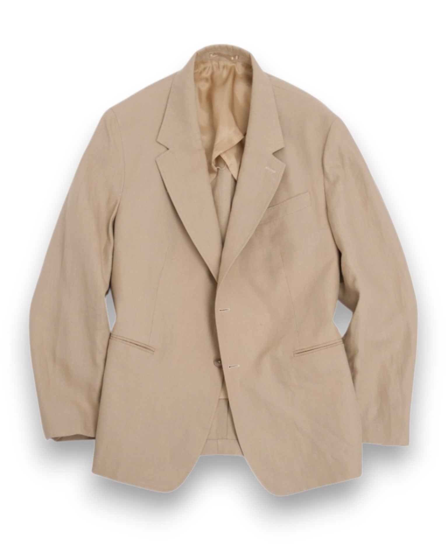 Beige Linen Single-Breasted Sports Jacket