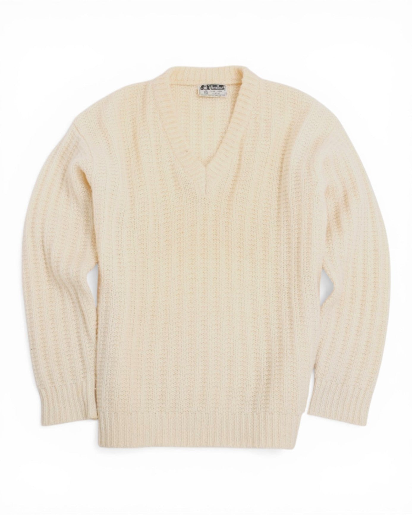 Cream V-neck Wool Knit
