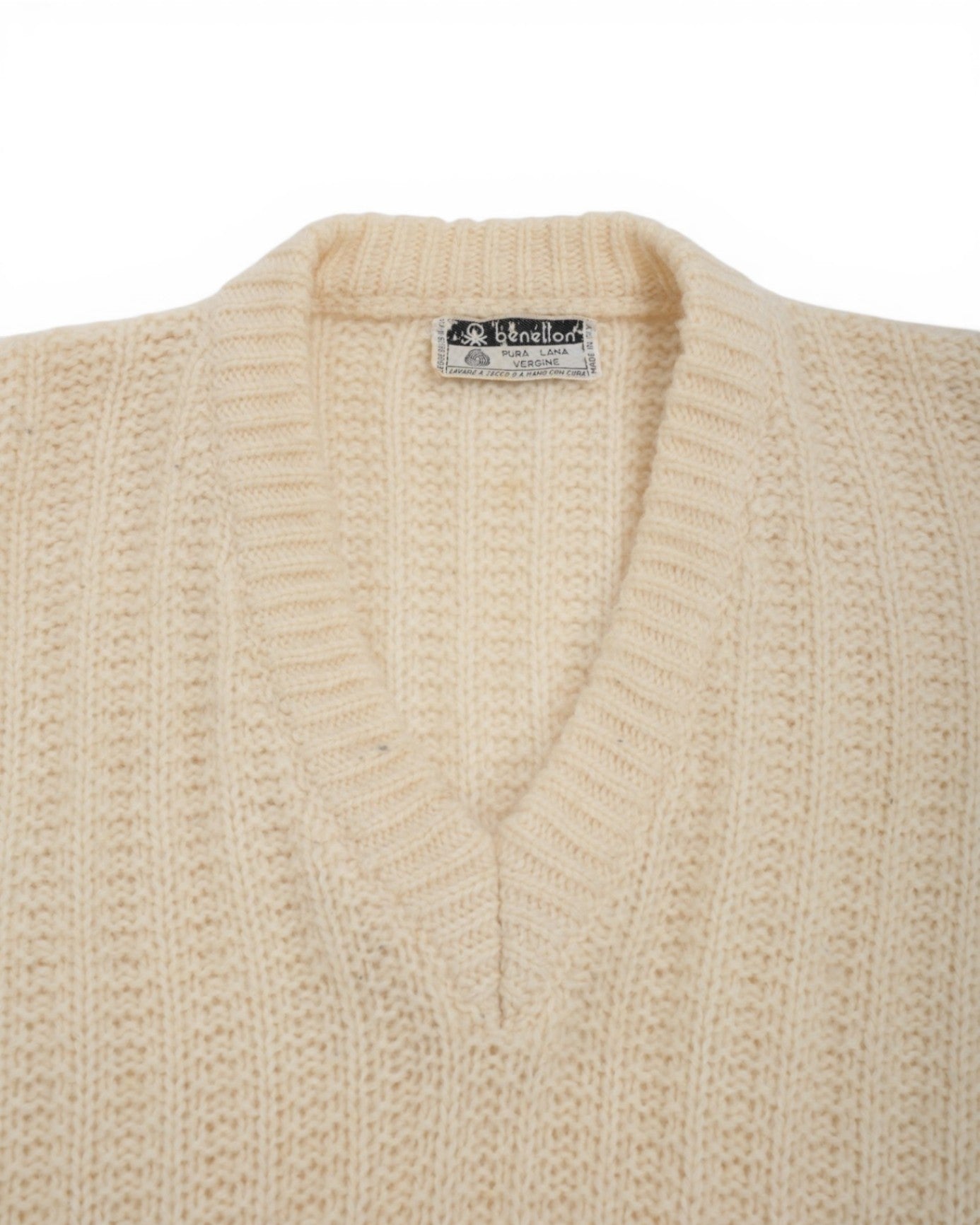 Cream V-neck Wool Knit