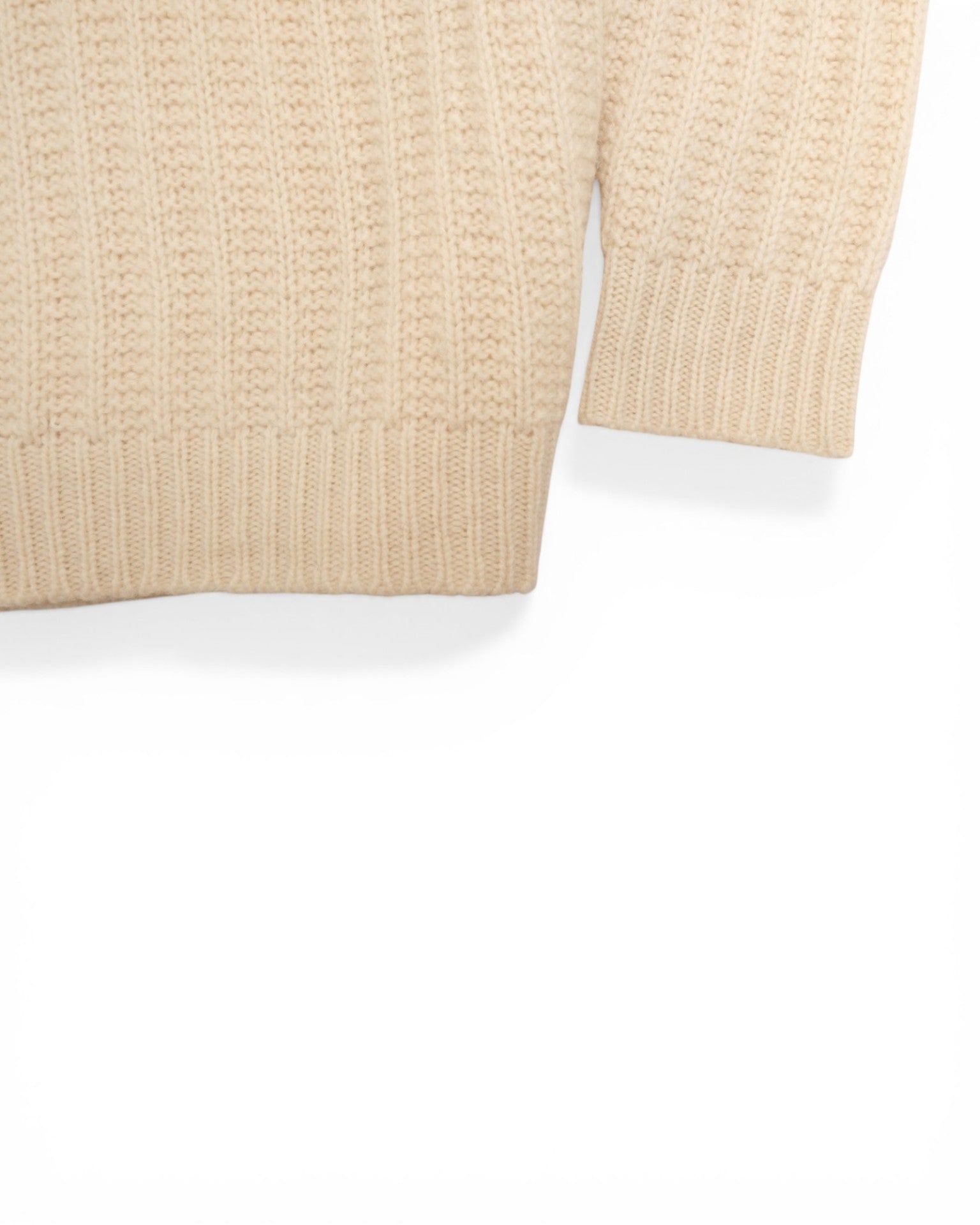 Cream V-neck Wool Knit