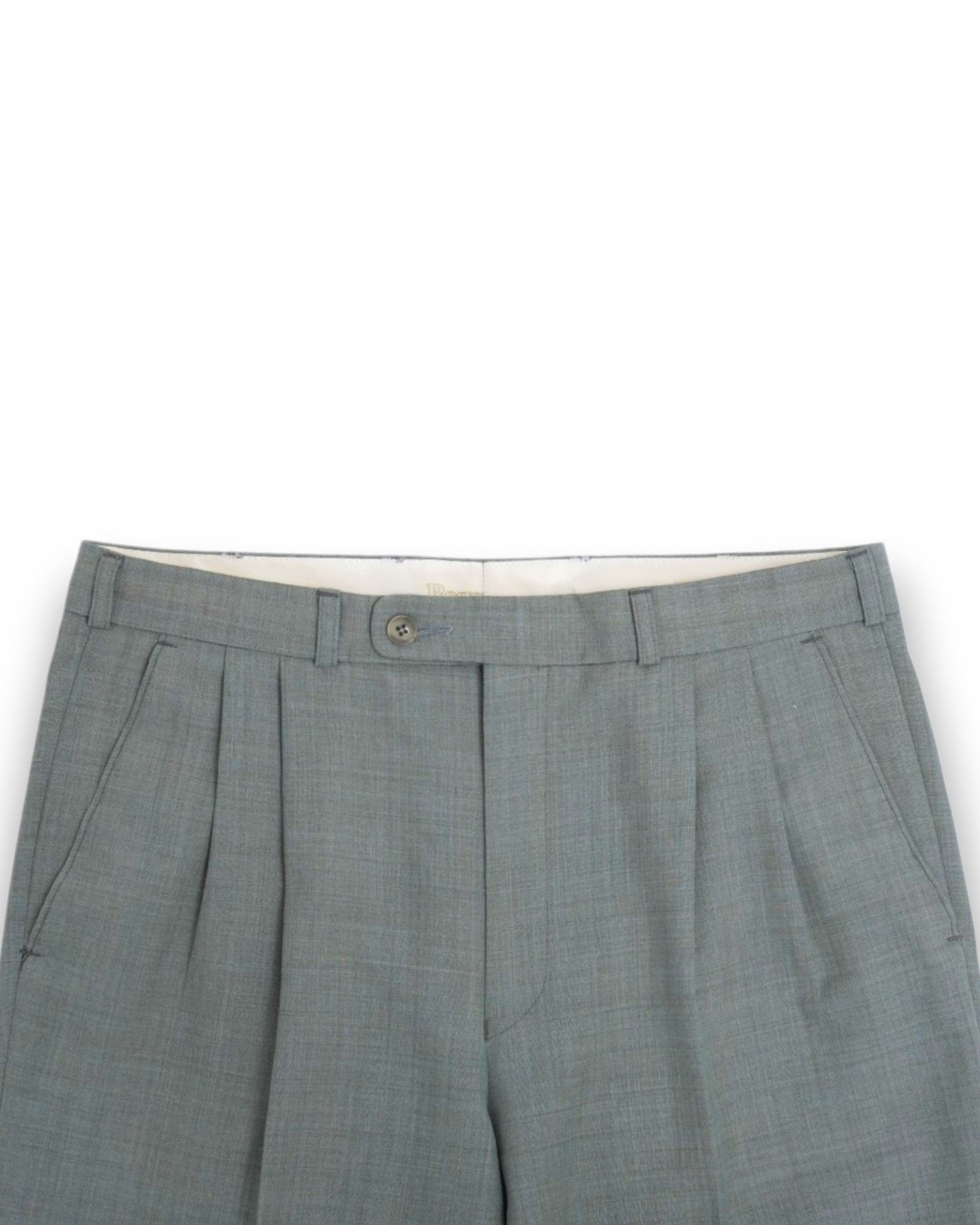 Mint Sharkskin High-Rise Pleated Trousers