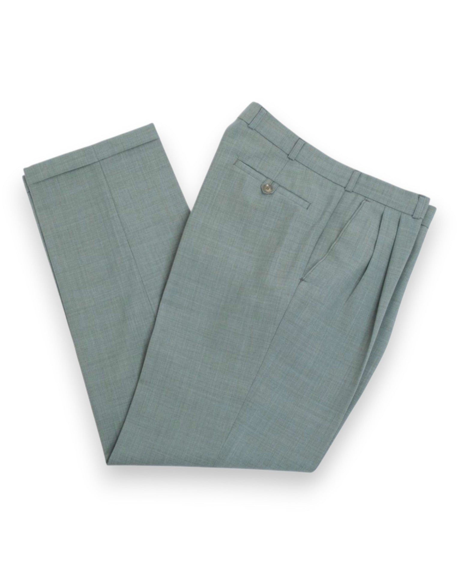 Mint Sharkskin High-Rise Pleated Trousers