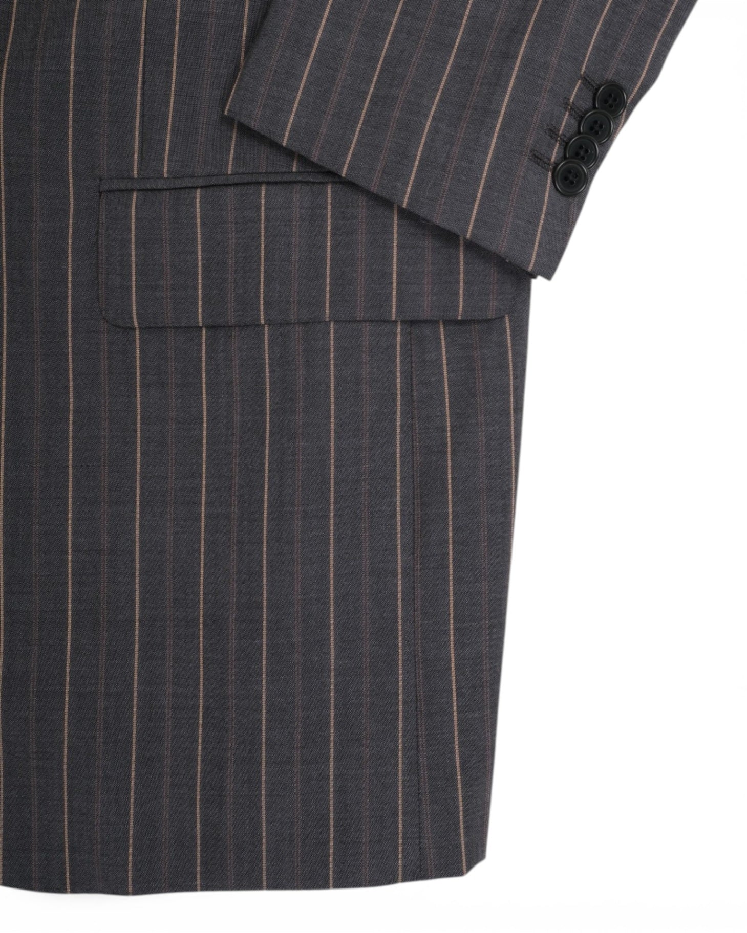 Grey/Red Pinstripe Wool Suit
