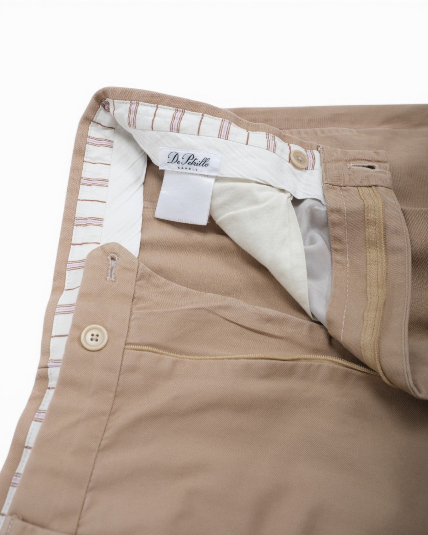 Khaki Pleated Cotton Twill Trousers