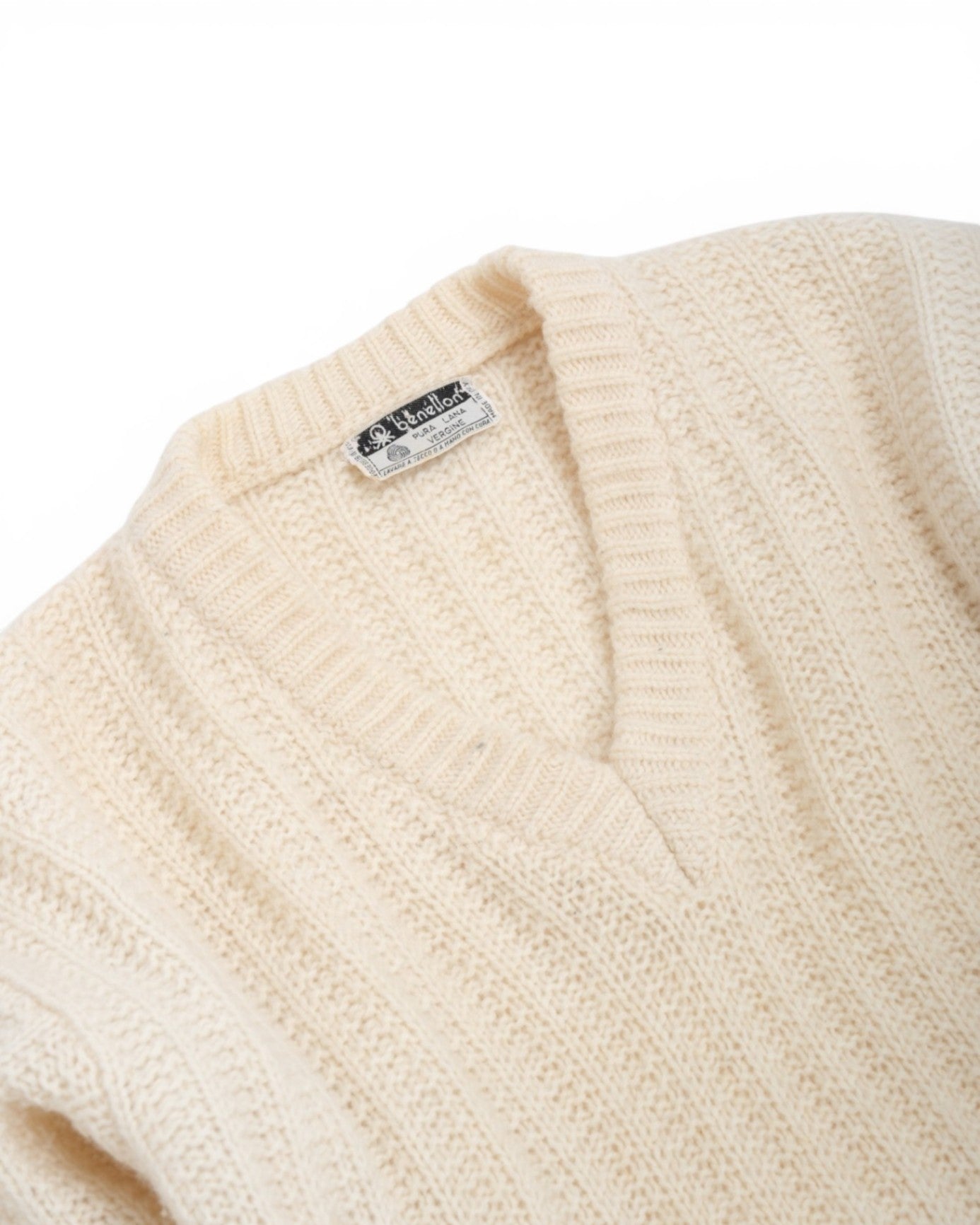 Cream V-neck Wool Knit