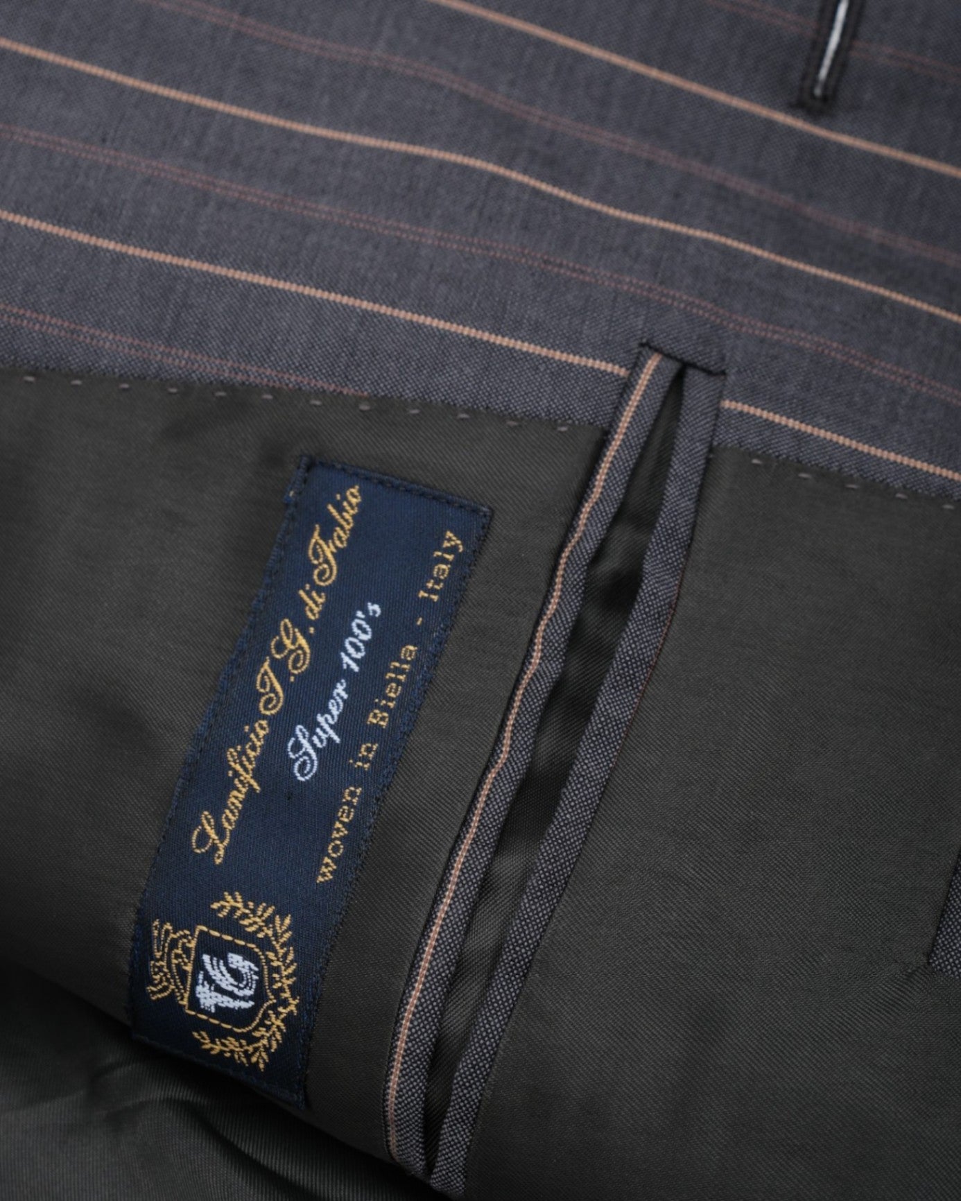 Grey/Red Pinstripe Wool Suit