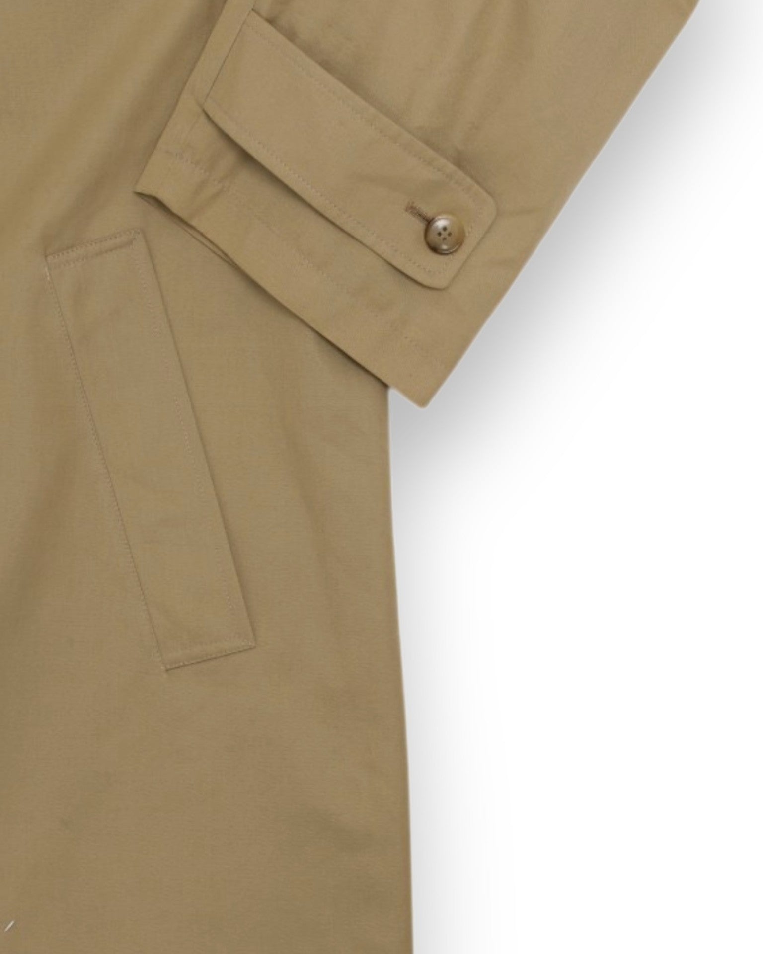 Beige Cotton Belted Raglan Coat
