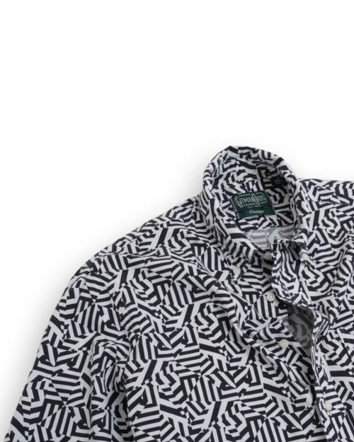 Black/White Patterned Short-Sleeve BD. Shirt