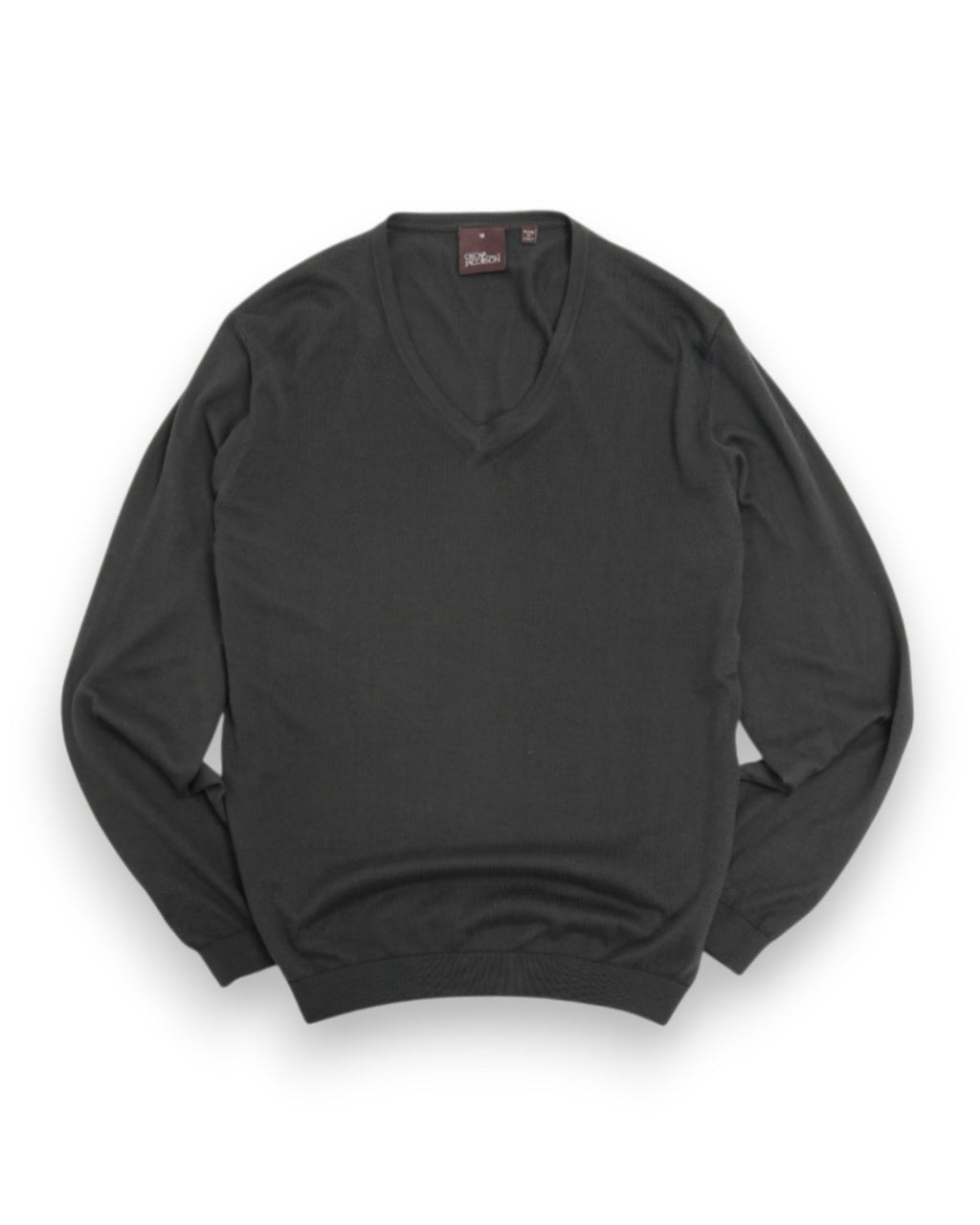 Grey Cotton V-neck Sweater
