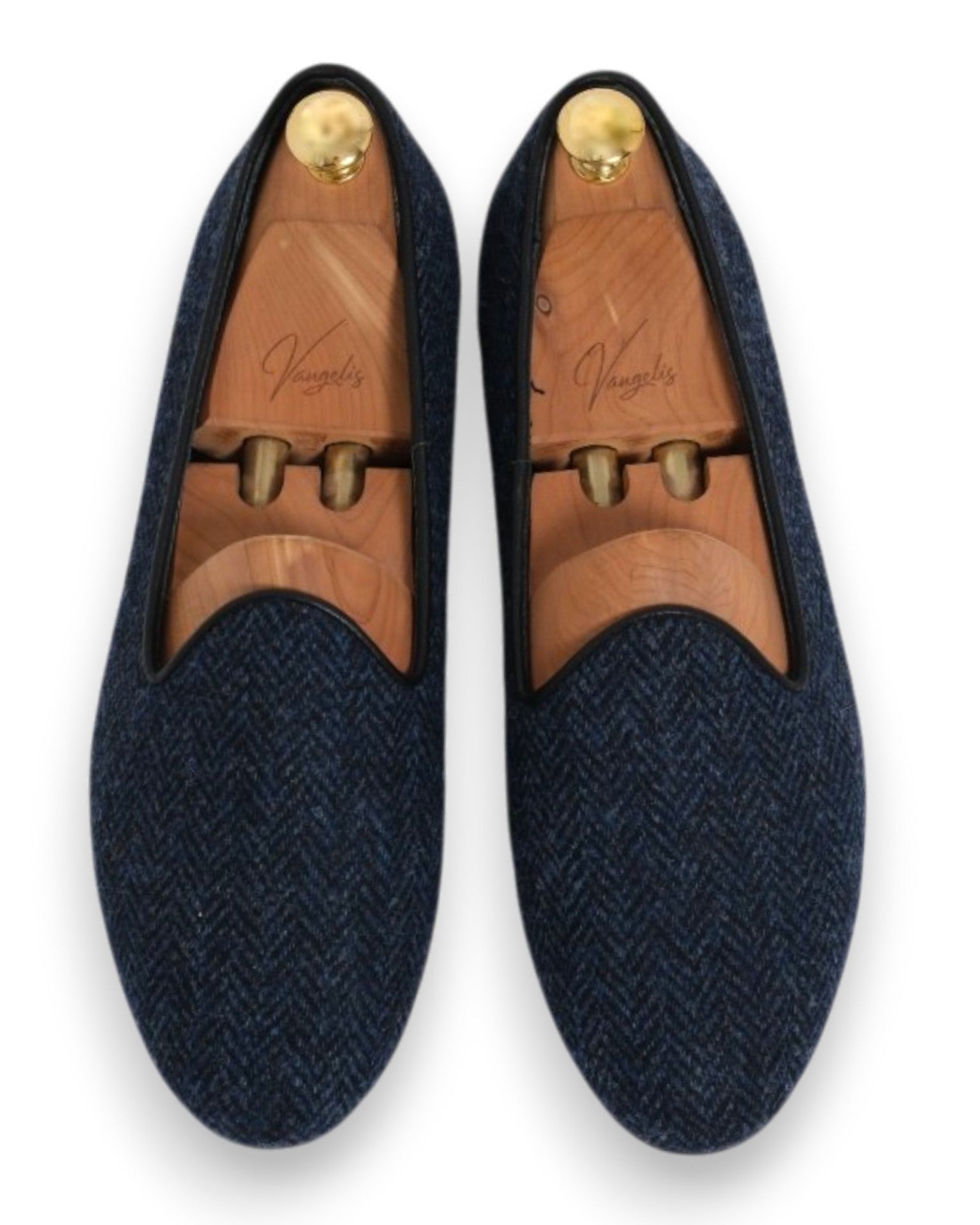 Blue/Black Herringbone Albert Slippers
