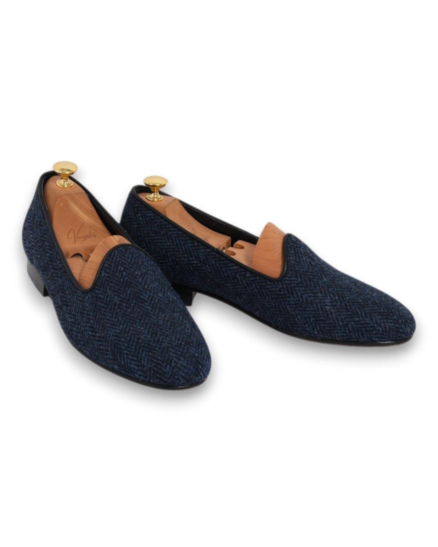 Blue/Black Herringbone Albert Slippers