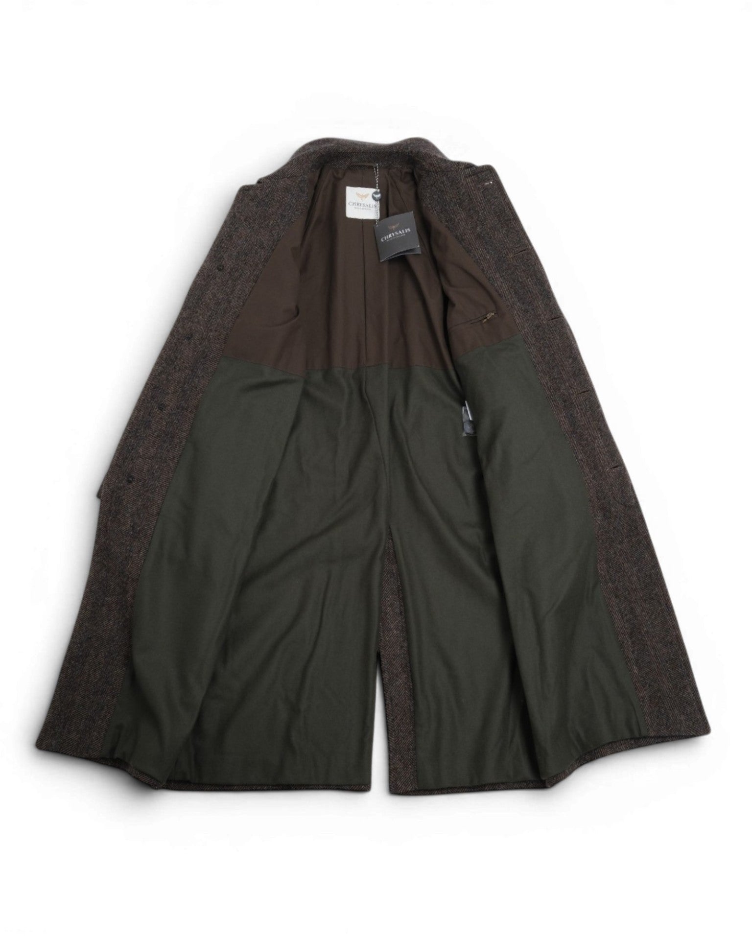 Chocolate Herringbone Balmacaan Raglan Coat