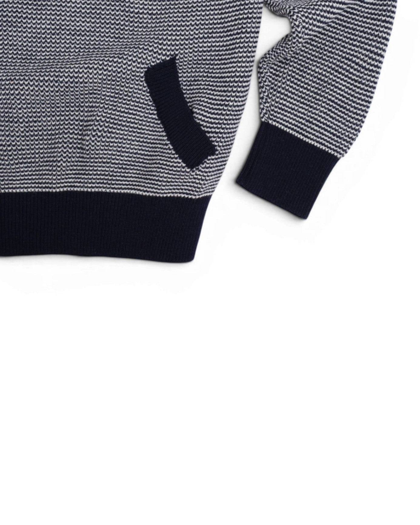 Navy/White Birseye Chunky Deep V-Neck