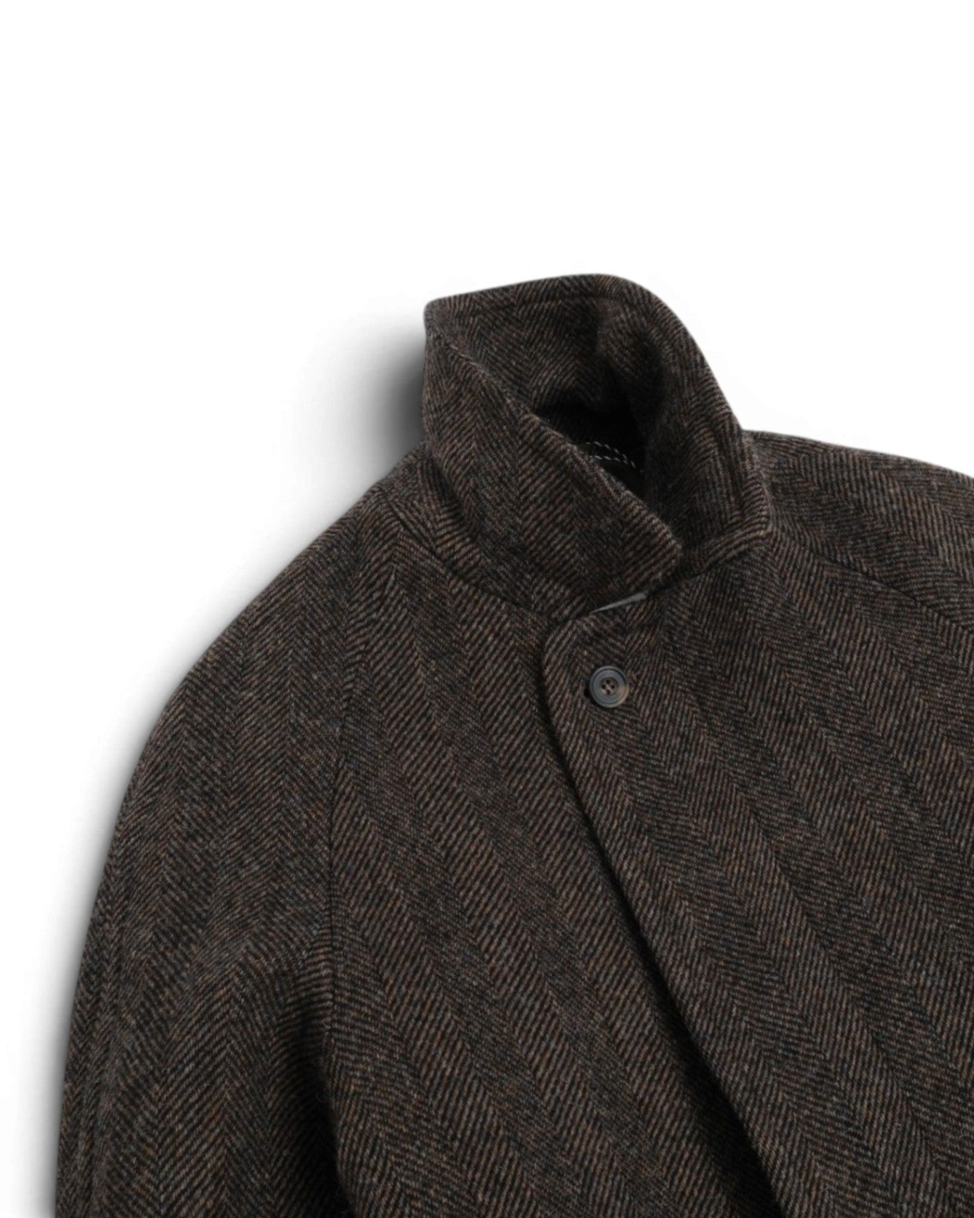 Chocolate Herringbone Balmacaan Raglan Coat