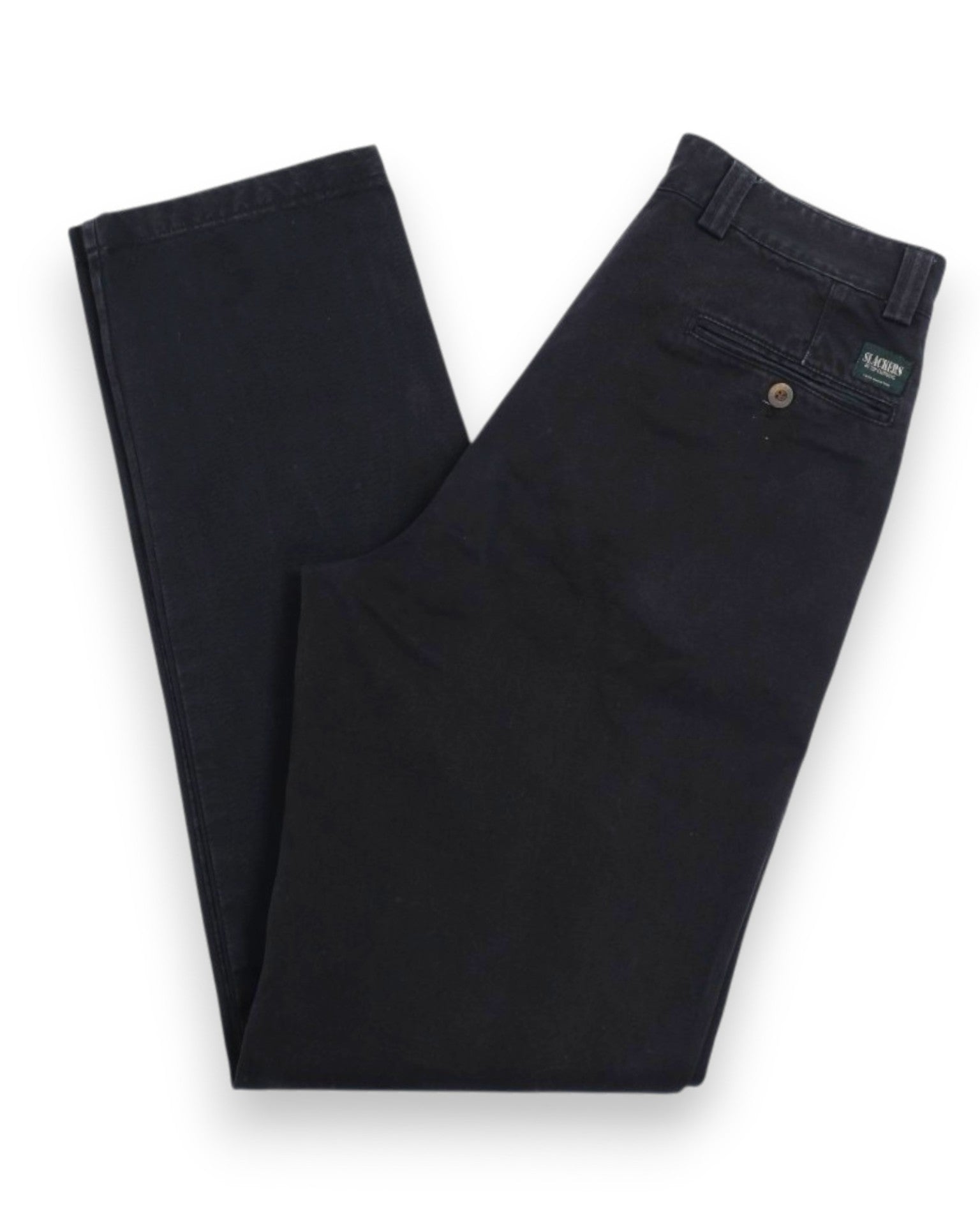 Black High Rise Cotton Twill Trousers