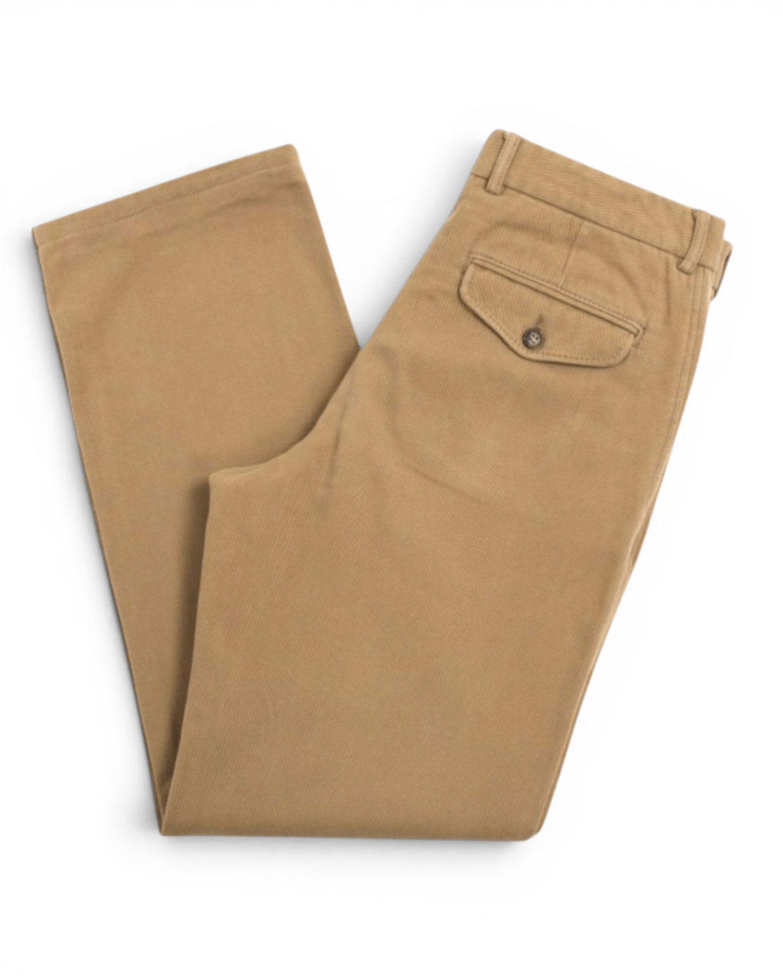 Beige Mid-Rise Cotton Moleskin Trousers