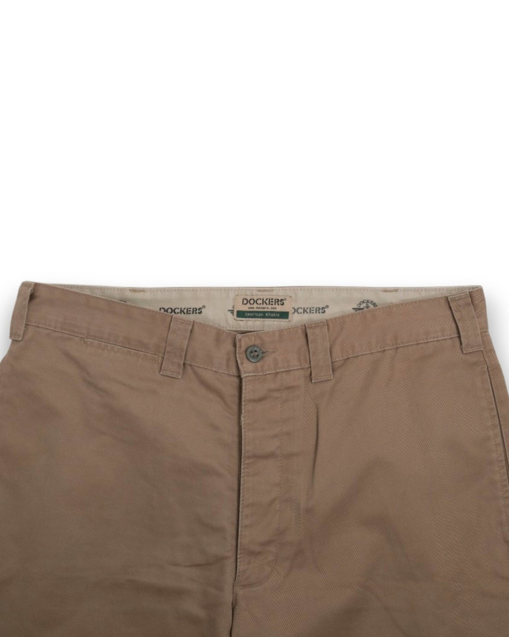 Beige High Rise Cotton Twill Trousers