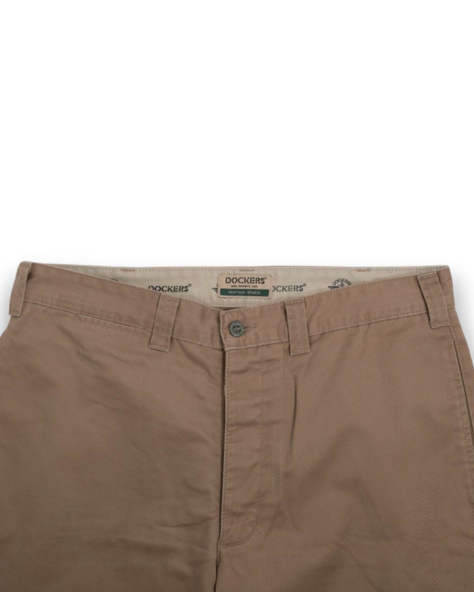 Beige High Rise Cotton Twill Trousers
