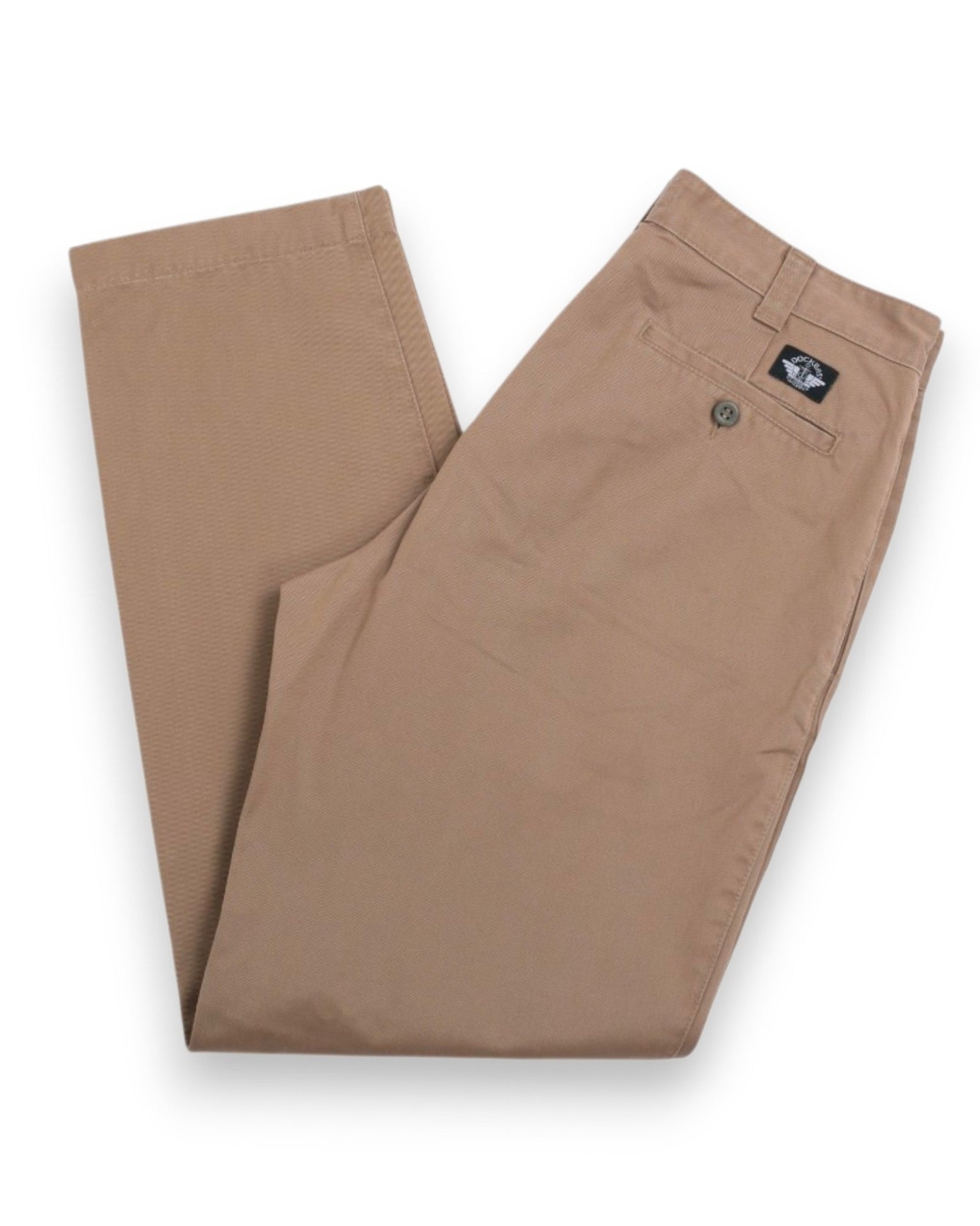 Beige High Rise Cotton Twill Trousers