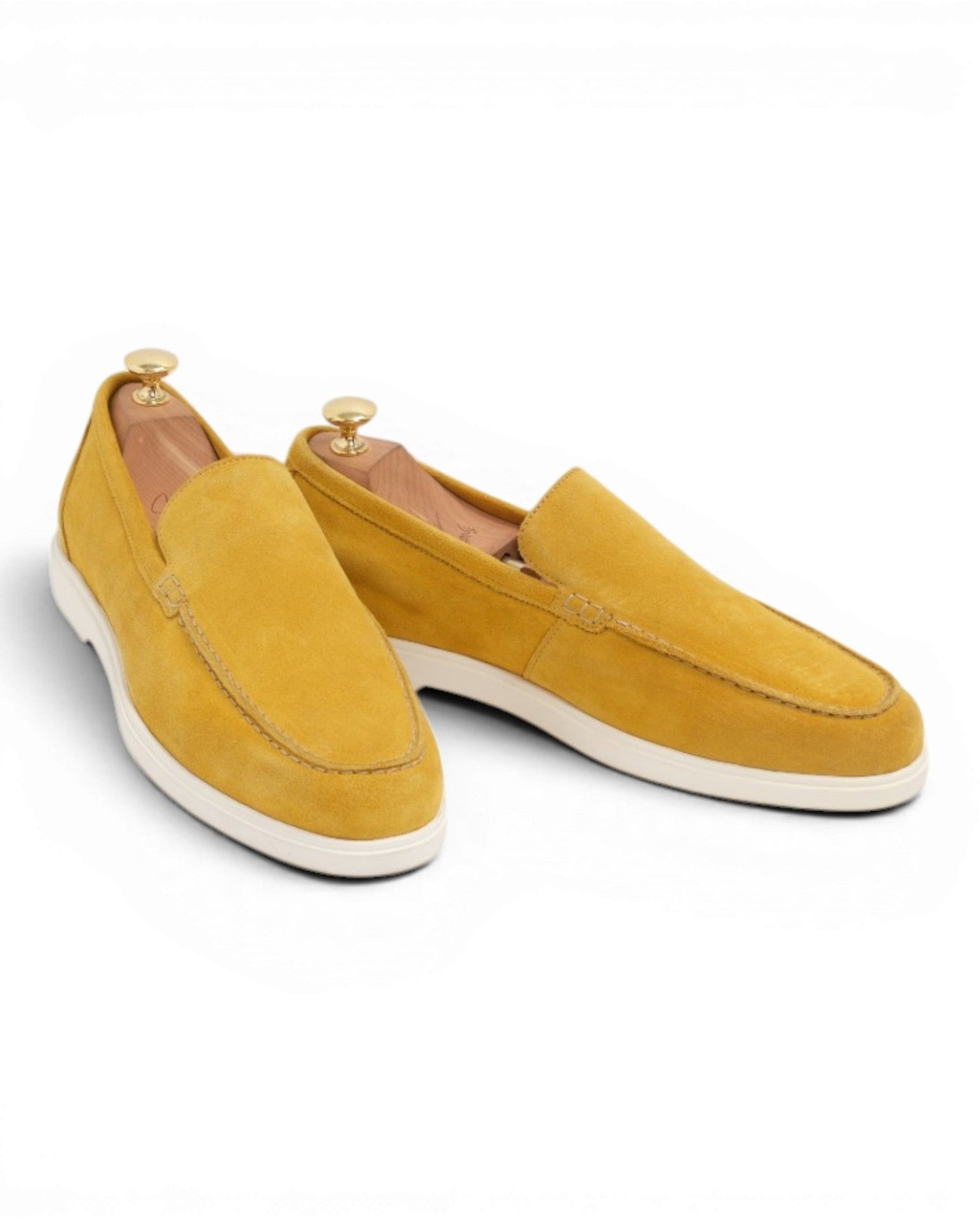 Yellow Suede Slip-On Loafers